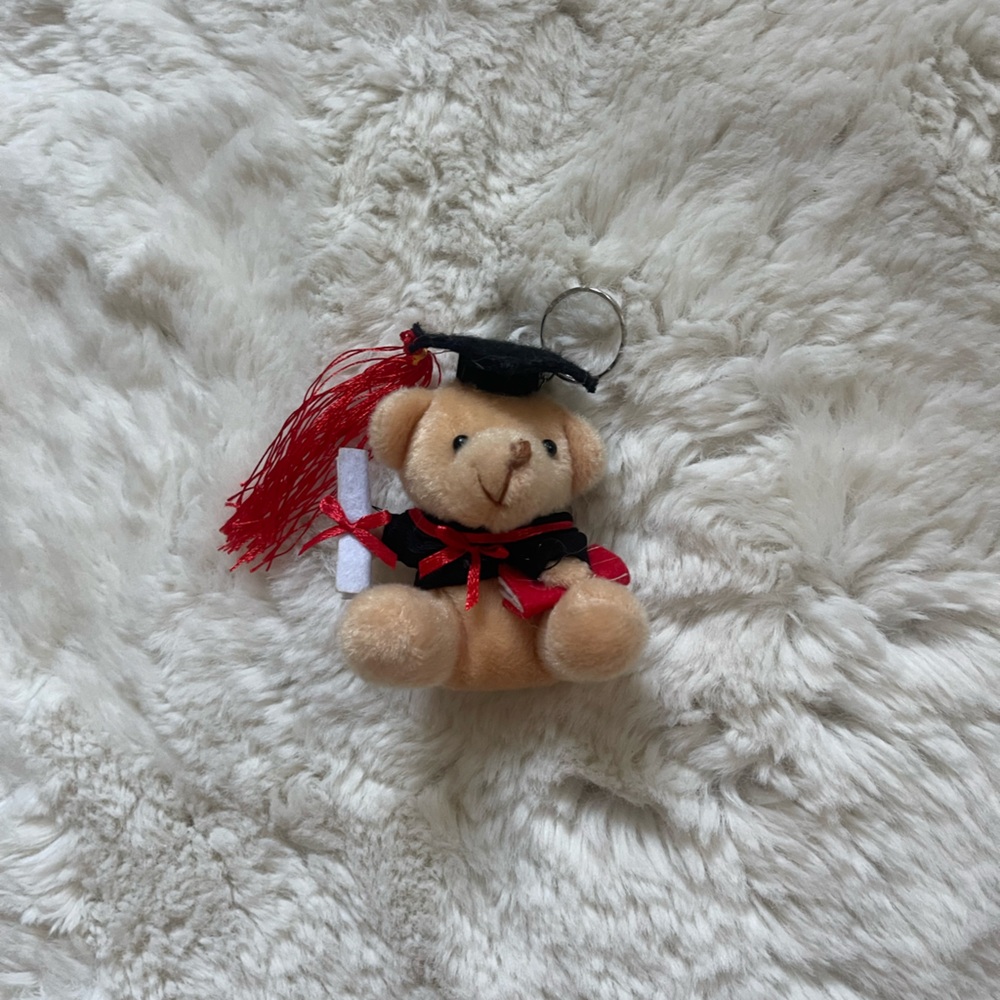 Cute Graduation Teddy Bear Keychain with Diploma and Hat
